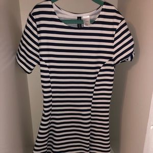A dark blue and white stripe dress